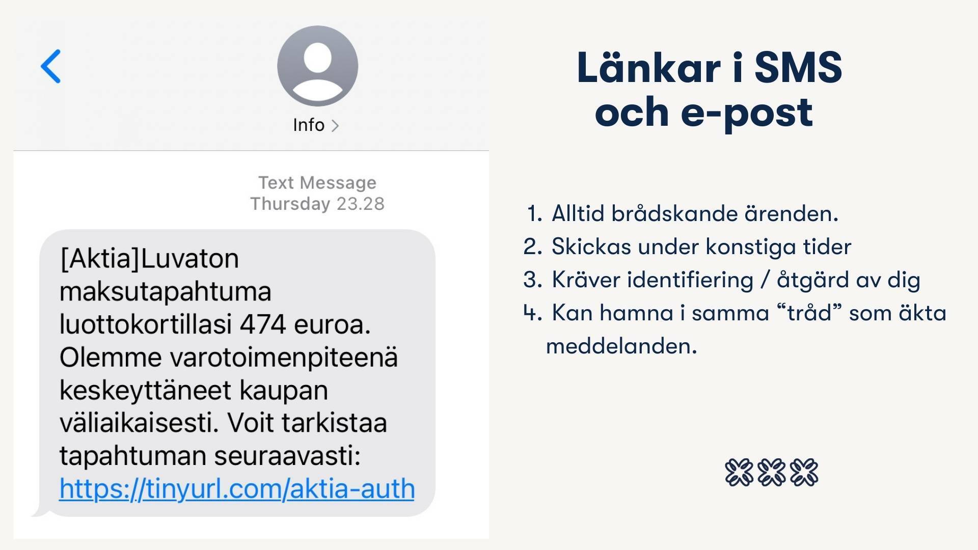 Länkar i SMS och epost